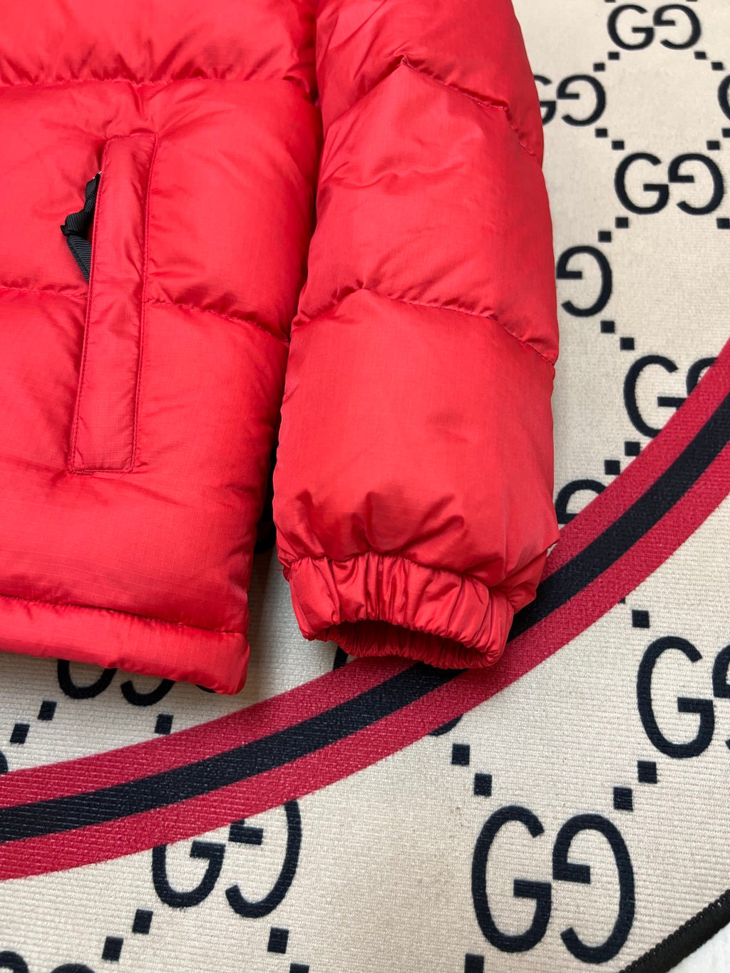 The North Face Red & Black Nuptse 700-Fill Hooded Down Jacket
