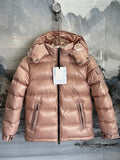 Moncler Pink Maya Metallic Hooded Down Jacket