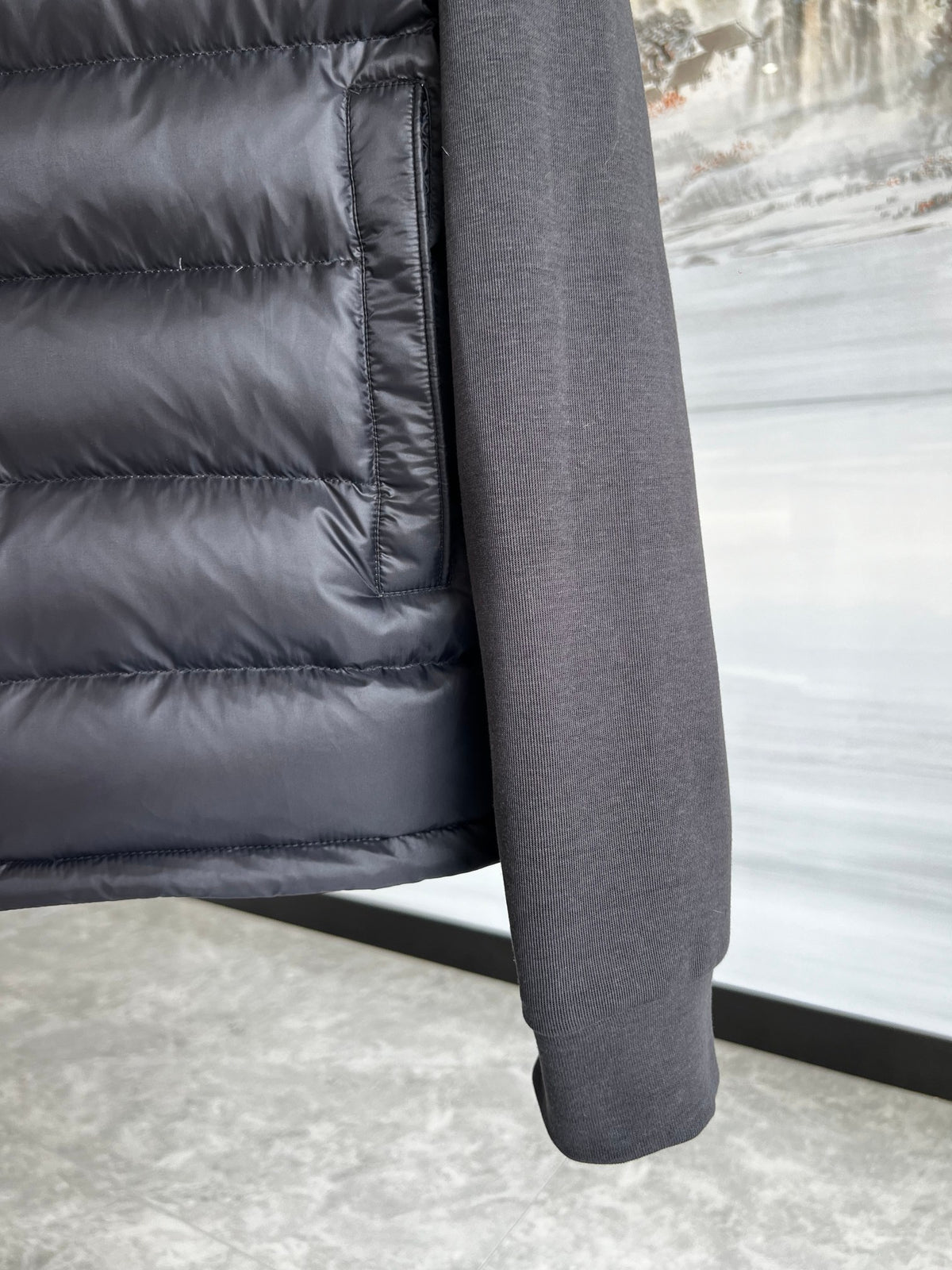 Moncler Black Knit Hybrid Down Jacket