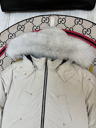 Moose Knuckles Cream Ballistic Bomber Jacket