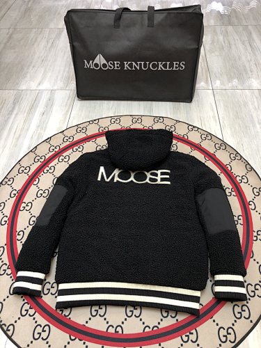 Moose Knuckles Black Sherpa Hooded Down Jacket