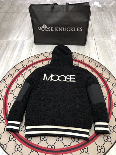Moose Knuckles Black Sherpa Hooded Down Jacket