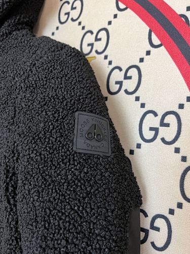 Moose Knuckles Black Sherpa Hooded Down Jacket