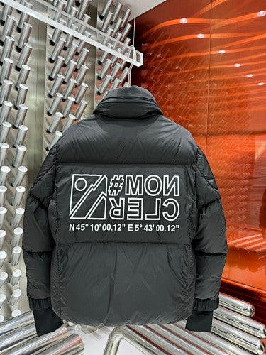 Moncler Grenoble Black Cardamine Graphic Print Stand-Collar Down Jacket