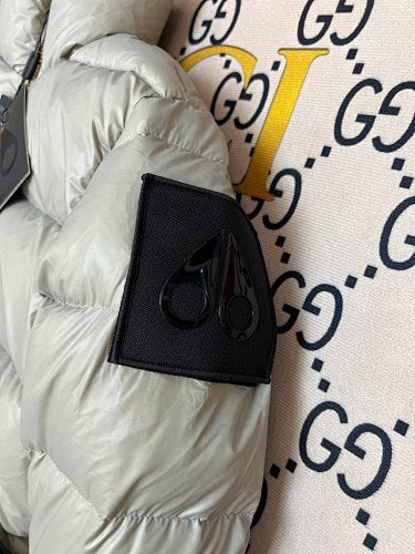 Moose Knuckles Silver Grey Ballistic Hooded Down Jacket