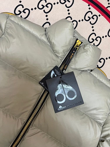 Moose Knuckles Silver Grey Ballistic Hooded Down Jacket