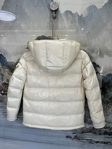 Moncler Cream Maya Hooded Down Jacket