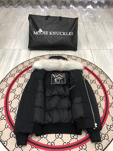 Moose Knuckles Black Ballistic Bomber Jacket