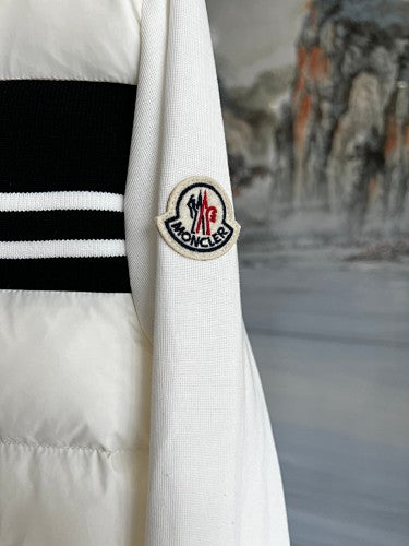 Moncler White Knit Hybrid Down Jacket
