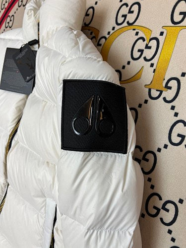Moose Knuckles White Ballistic Hooded Down Jacket