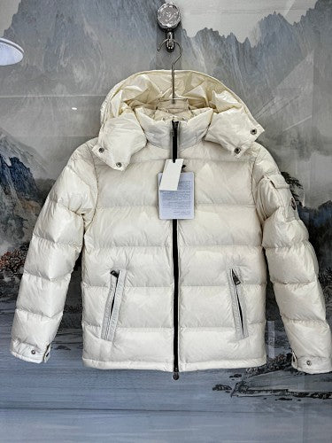 Moncler Cream Maya Hooded Down Jacket