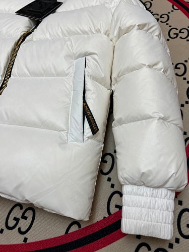Moose Knuckles White Ballistic Hooded Down Jacket