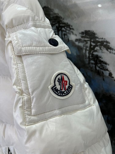 Moncler Cream Maya Hooded Down Jacket