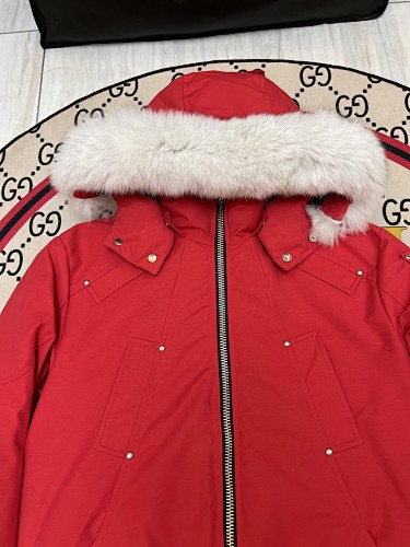 Moose Knuckles Red Ballistic Bomber Jacket