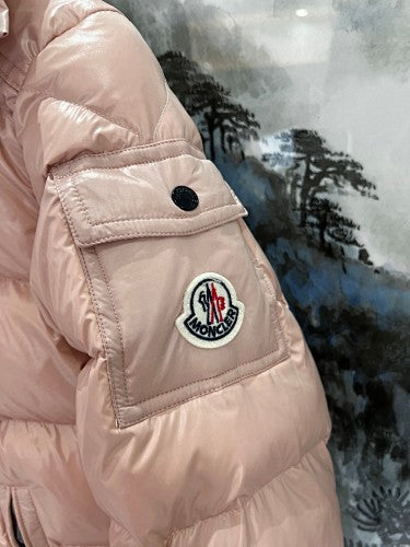 Moncler Pink Maya Metallic Hooded Down Jacket