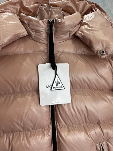 Moncler Pink Maya Metallic Hooded Down Jacket