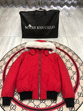 Moose Knuckles Red Ballistic Bomber Jacket