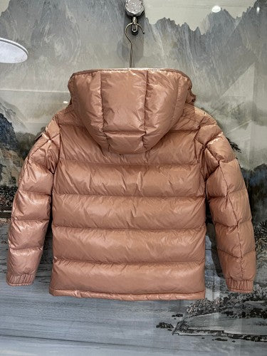 Moncler Pink Maya Metallic Hooded Down Jacket