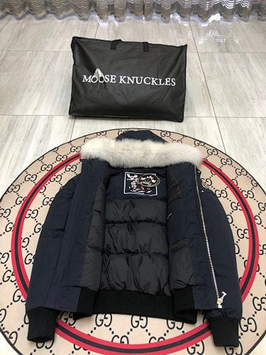 Moose Knuckles Navy Ballistic Bomber Jacket