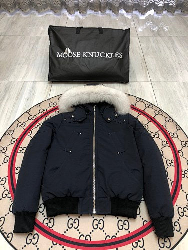 Moose Knuckles Navy Ballistic Bomber Jacket