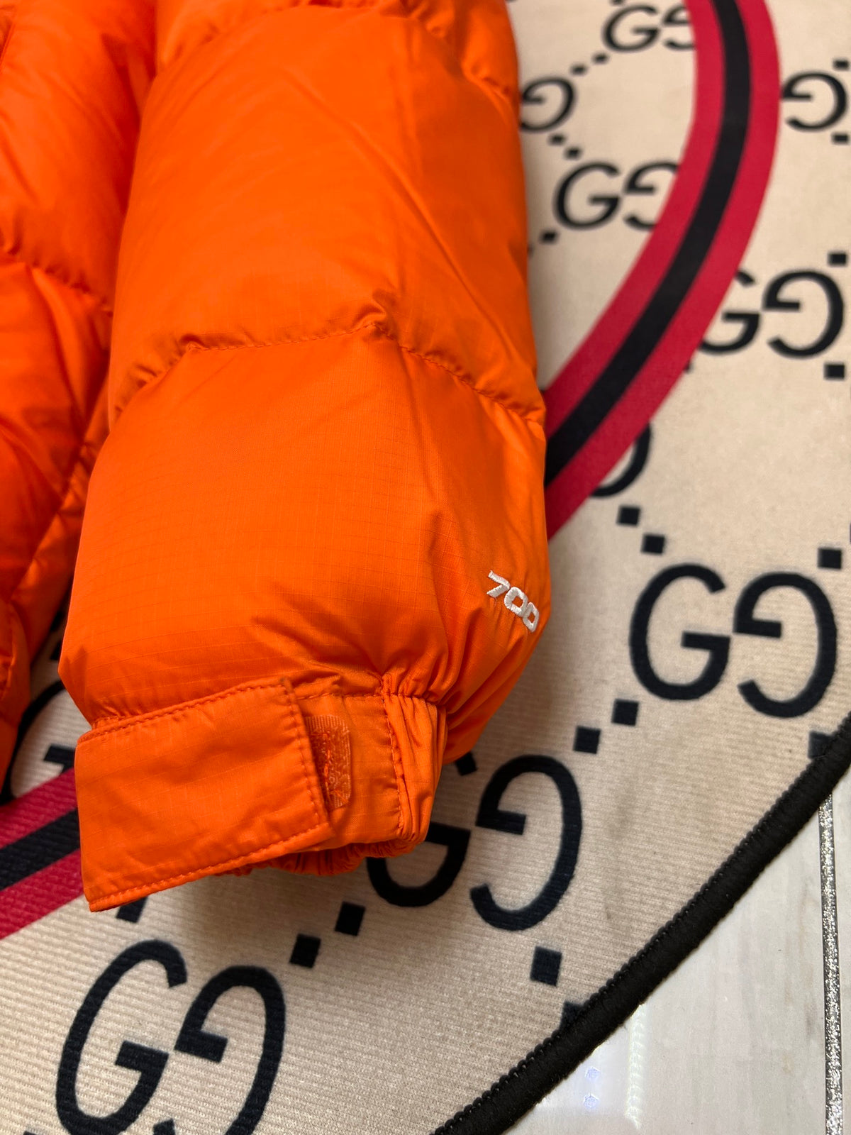 The North Face Orange & Black Nuptse 700-Fill Hooded Down Jacket