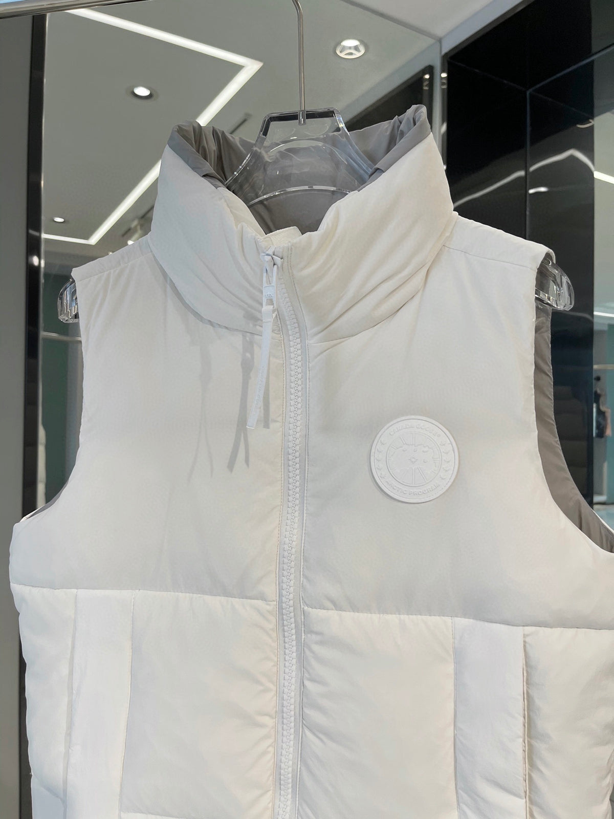 Moncler White Matte Down Vest