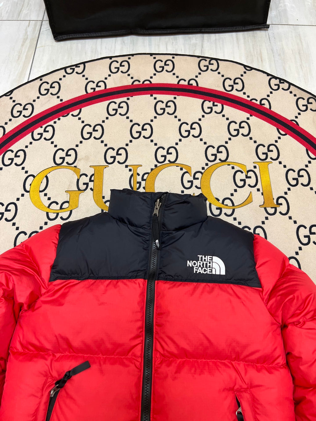 The North Face Red & Black Nuptse 700-Fill Hooded Down Jacket
