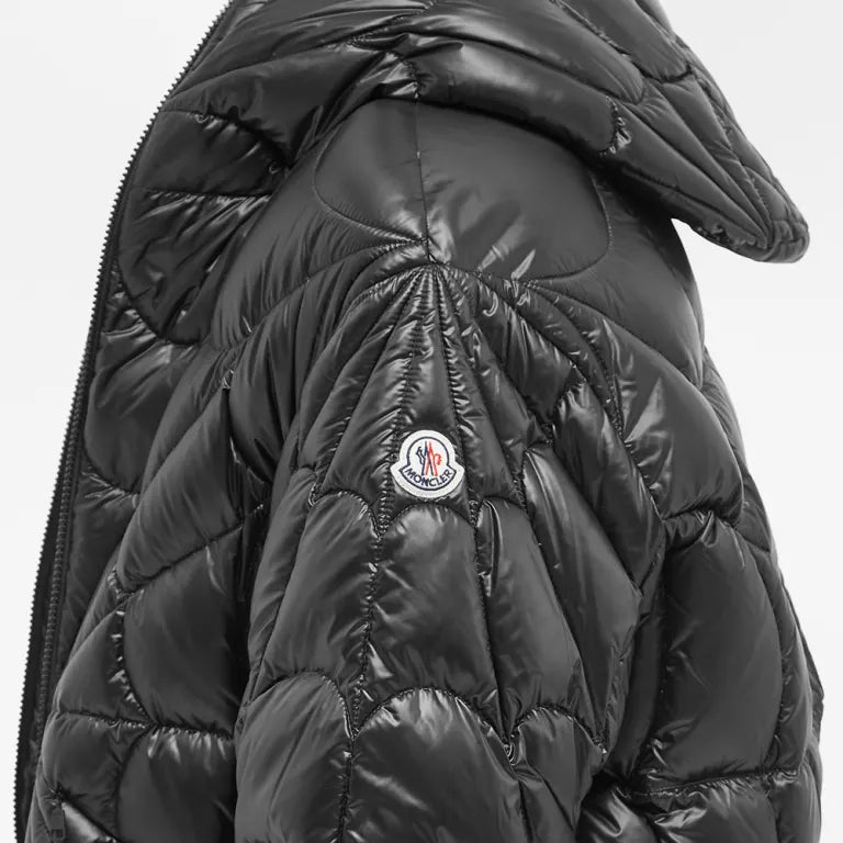 Moncler Black Cherville Radial Quilted Hooded Down Jacket