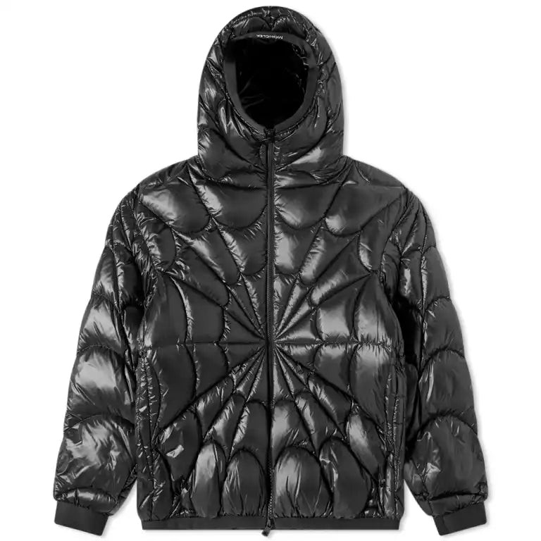 Moncler Black Cherville Radial Quilted Hooded Down Jacket
