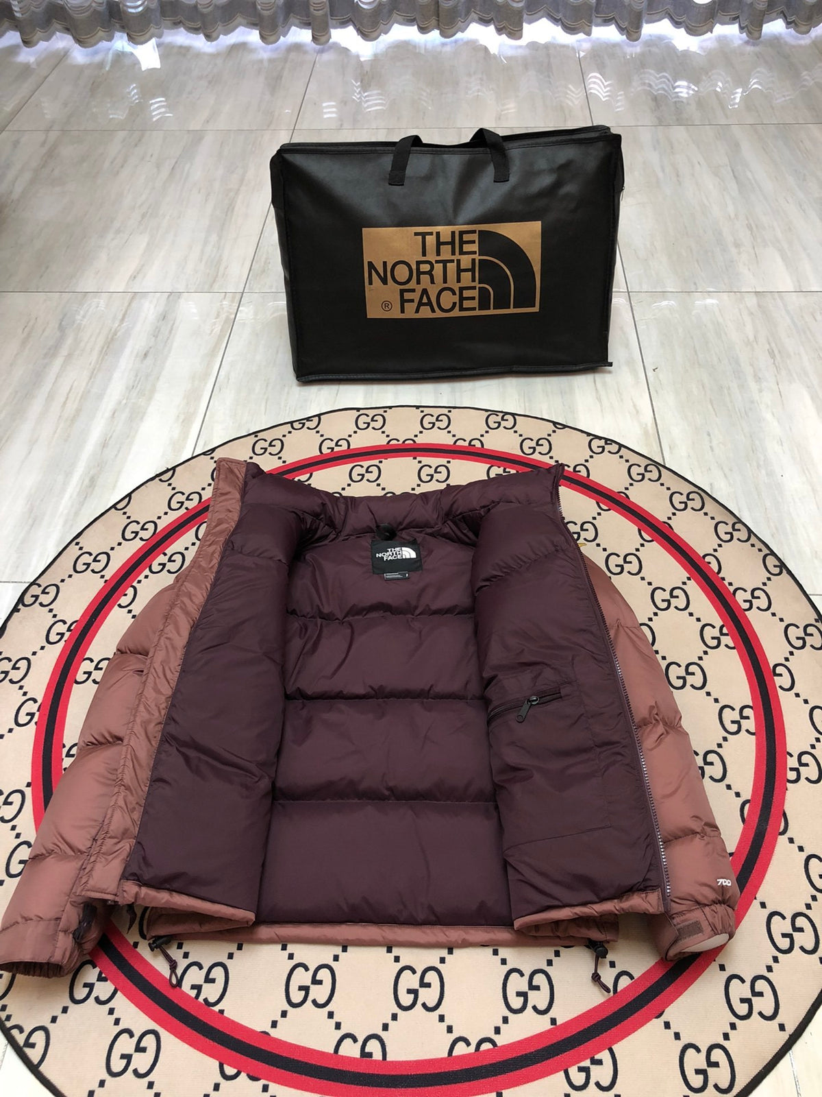 The North Face Brown & Dark Brown Nuptse 700-Fill Hooded Down Jacket