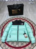 The North Face Mint Green & Black Nuptse 700-Fill Hooded Down Jacket