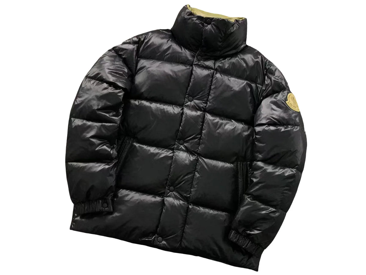 Moncler Black Fegeo Oversized Badge Stand-Collar Down Jacket