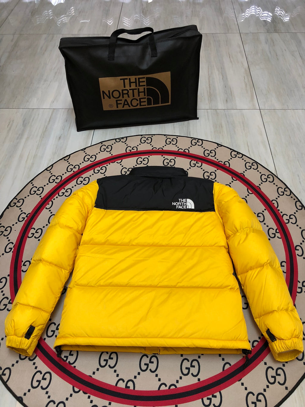The North Face Yellow & Black Nuptse 700-Fill Hooded Down Jacket