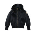 Moose Knuckles Black Stirling Fur-Trim Hooded Bomber Down Jacket