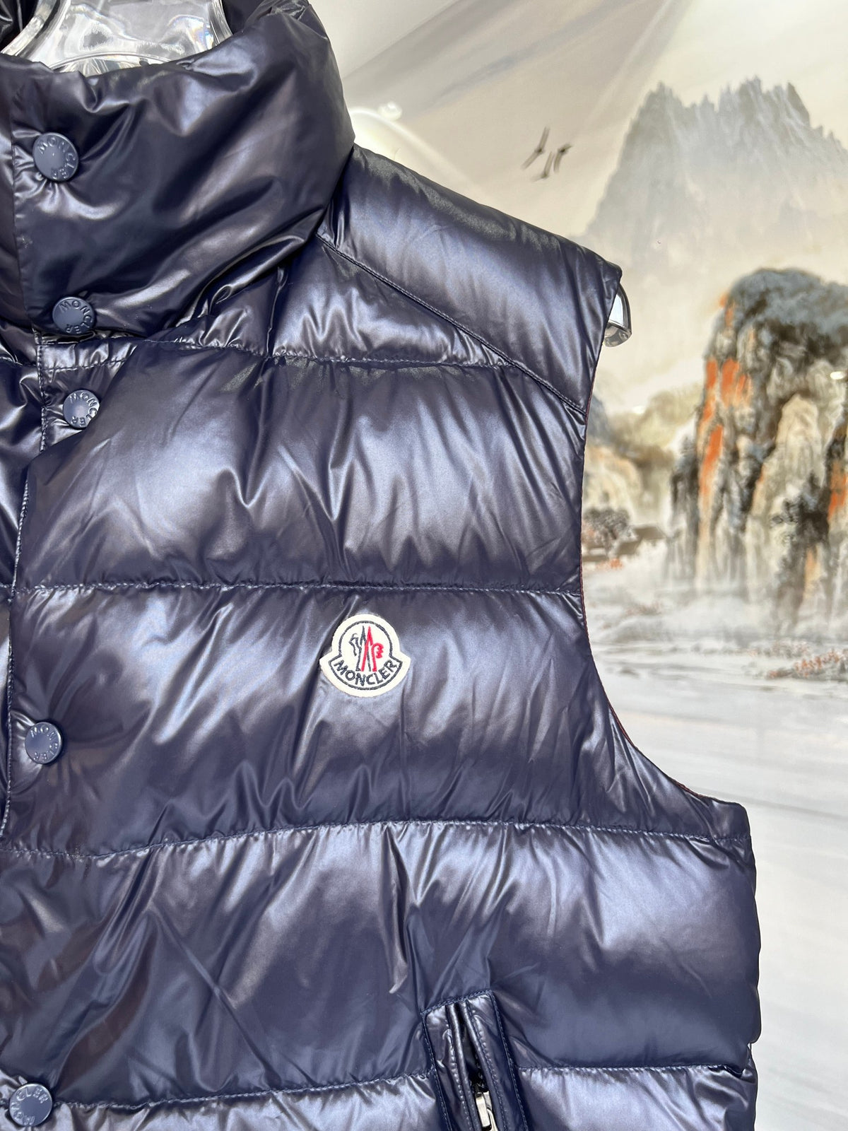 Moncler Navy Quilted Down Vest