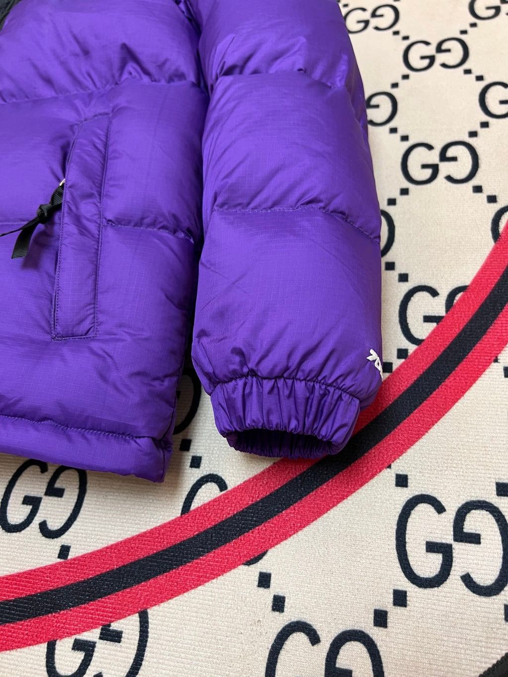 The North Face Purple & Black Nuptse 700-Fill Hooded Down Jacket
