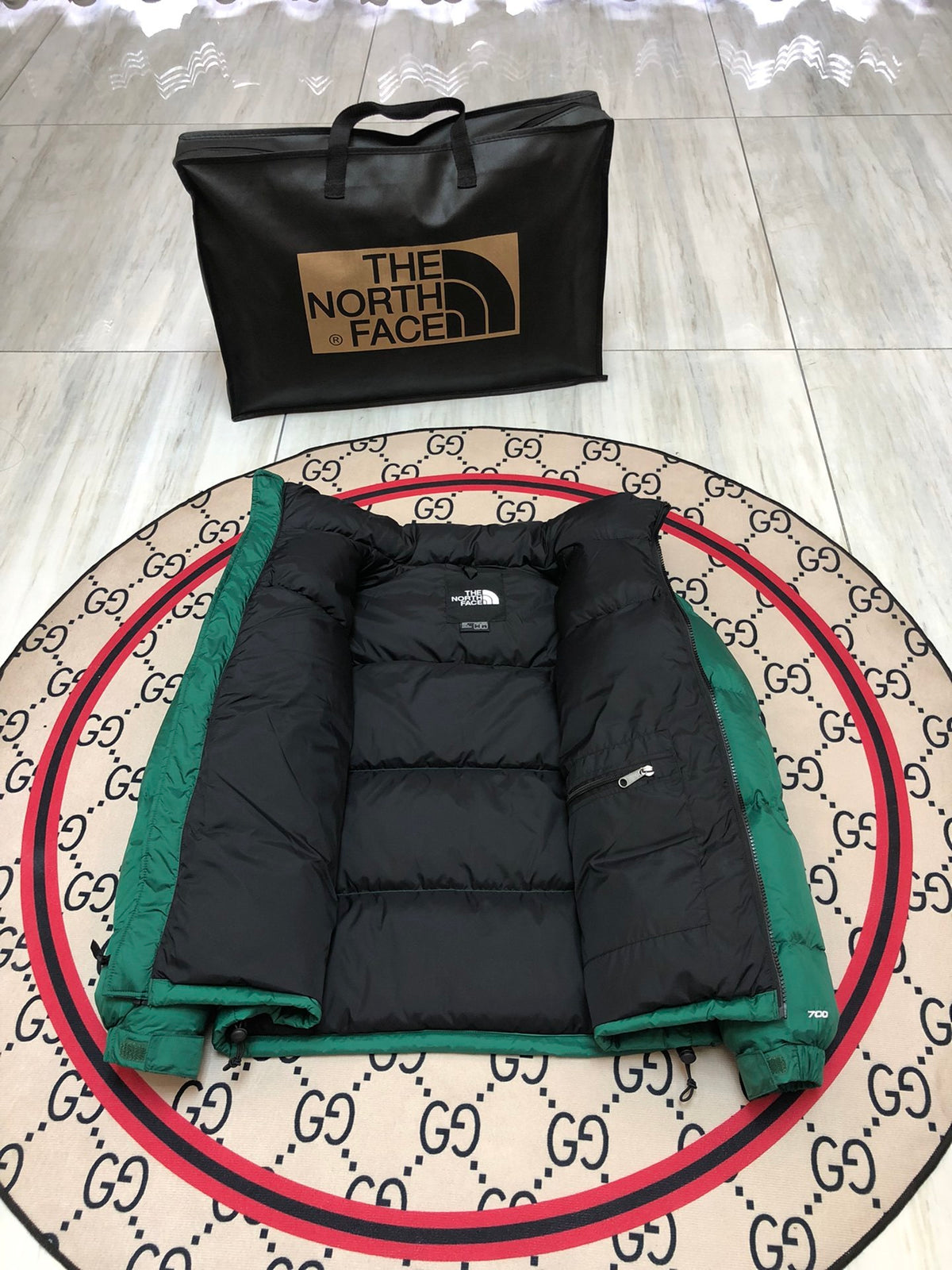 The North Face Green & Black Nuptse 700-Fill Hooded Down Jacket
