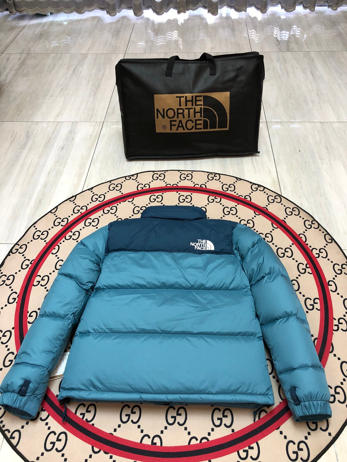 The North Face Glacier Blue Nuptse 700-Fill Down Jacket