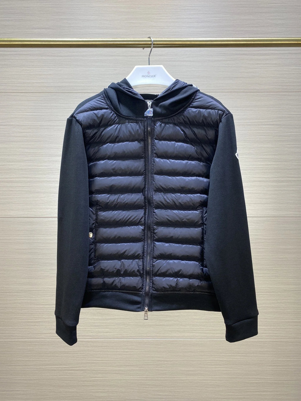 Moncler Black Down-Panel Zip Hoodie