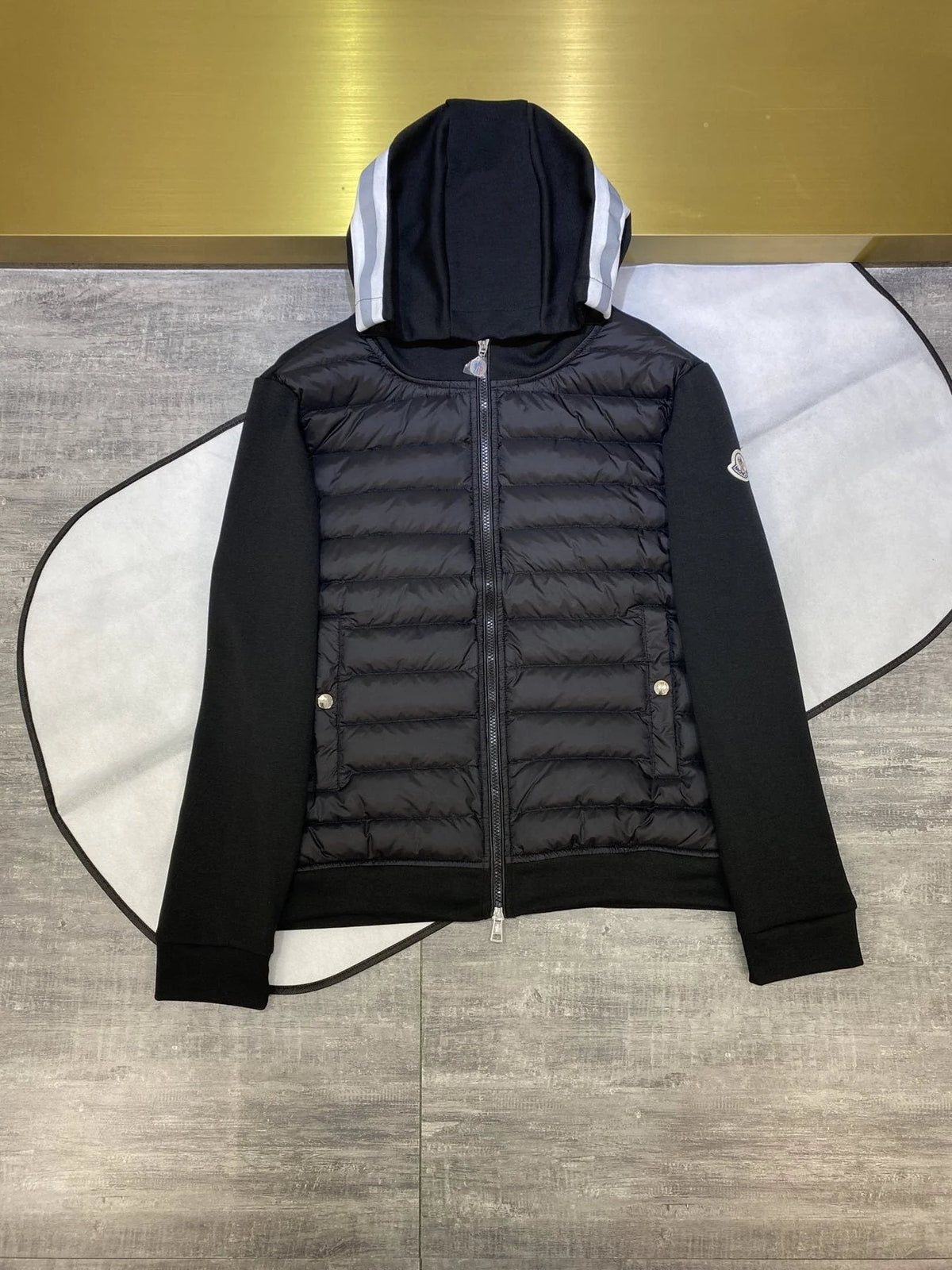 Moncler Black Down-Panel Zip Hoodie