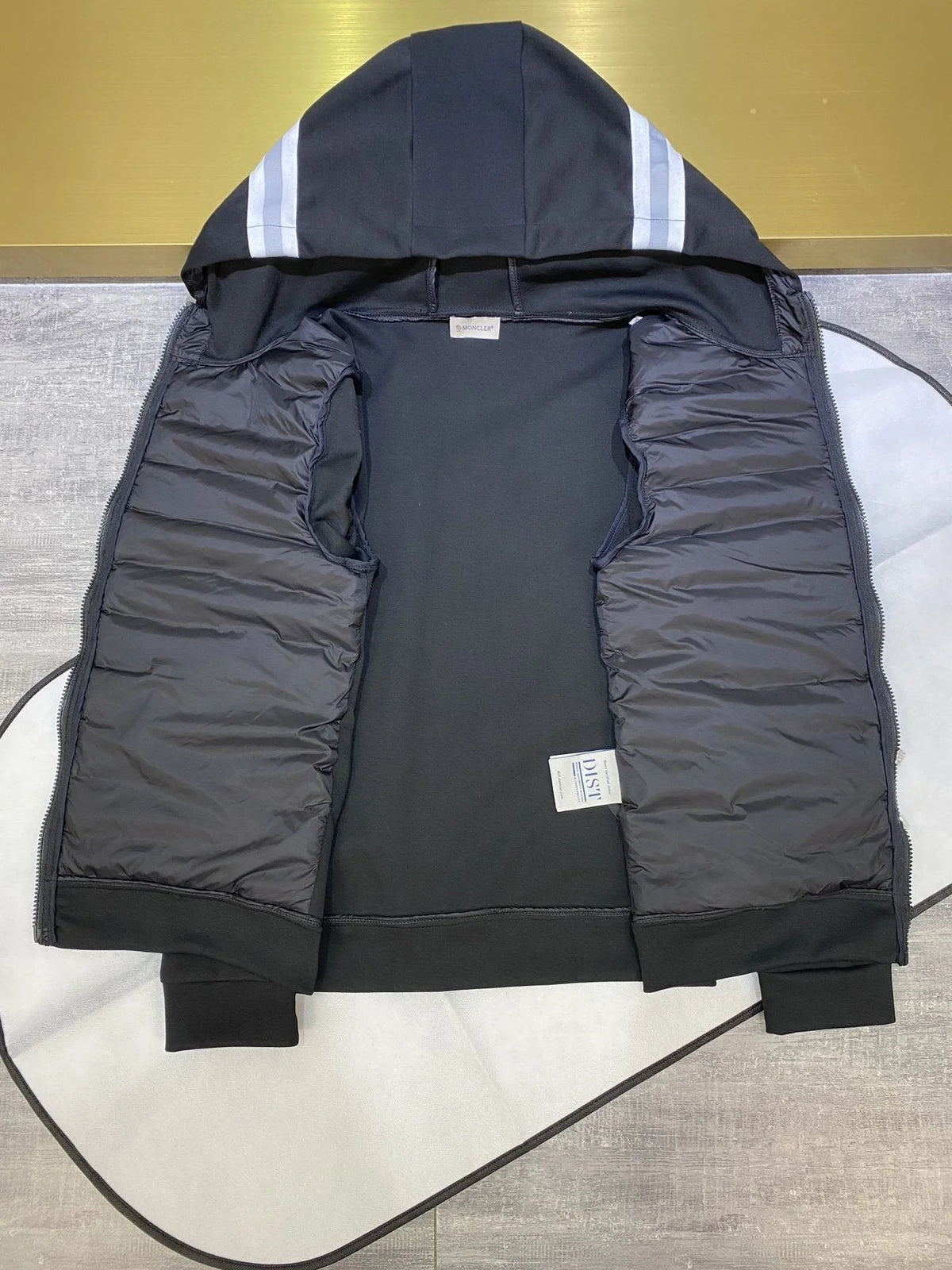 Moncler Black Down-Panel Zip Hoodie
