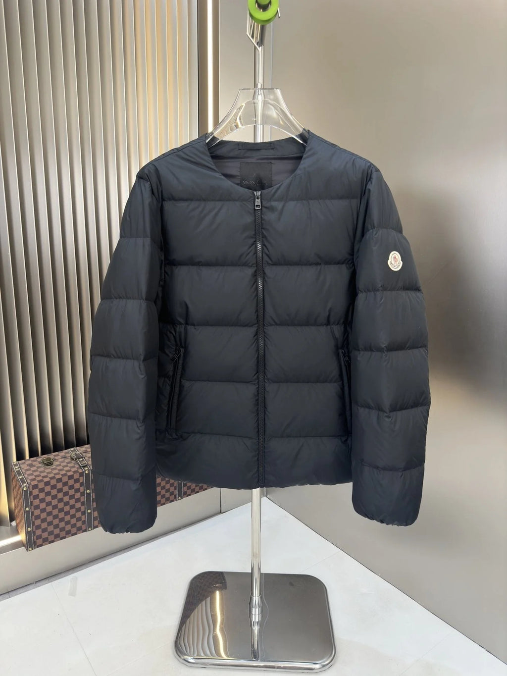 Moncler Black Ghany Collarless Down Liner Jacket