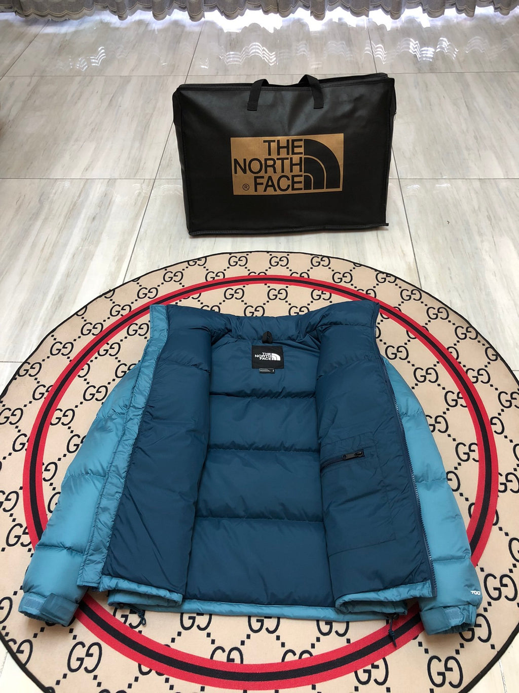 The North Face Glacier Blue Nuptse 700-Fill Down Jacket
