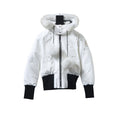 Moose Knuckles White Stirling Fur-Hood Bomber Down Jacket