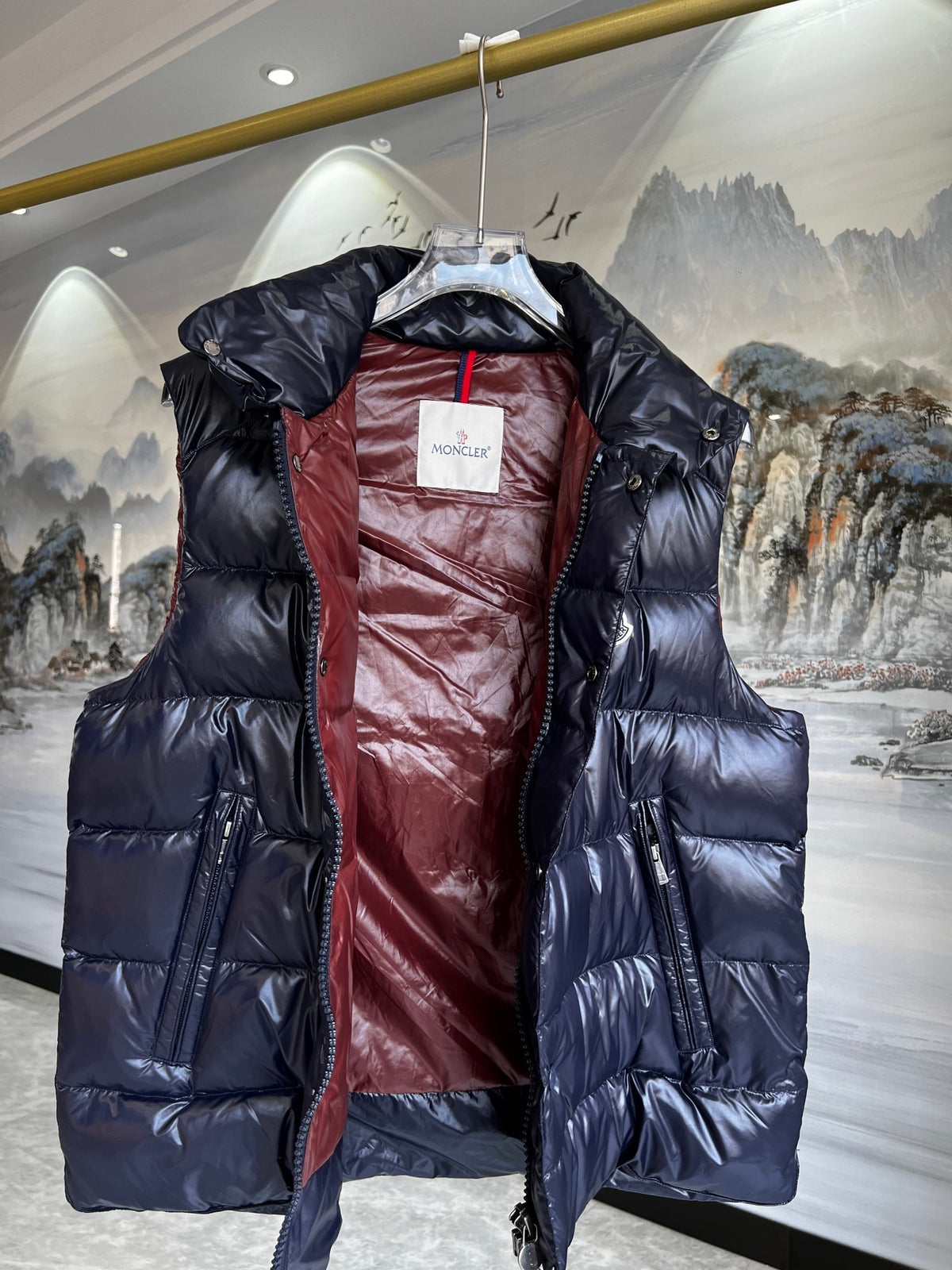 Moncler Navy Quilted Down Vest