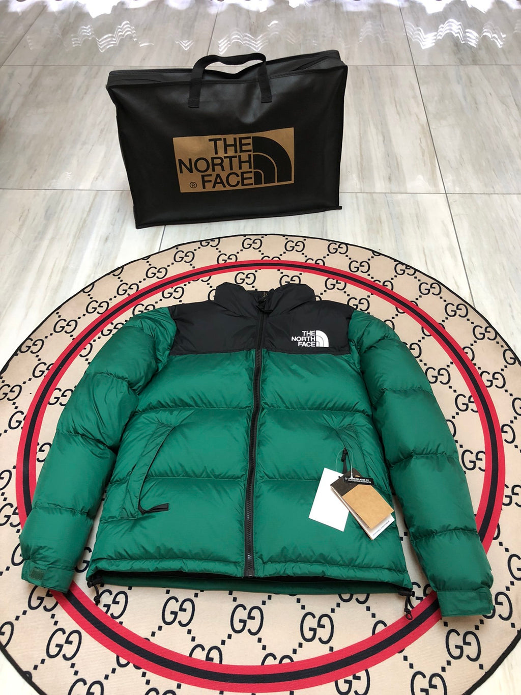 The North Face Green & Black Nuptse 700-Fill Hooded Down Jacket