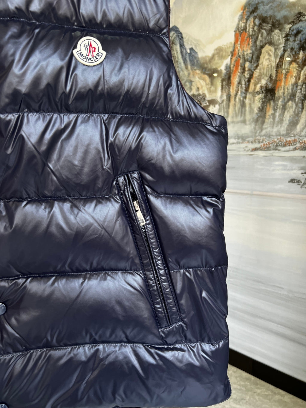 Moncler Navy Quilted Down Vest