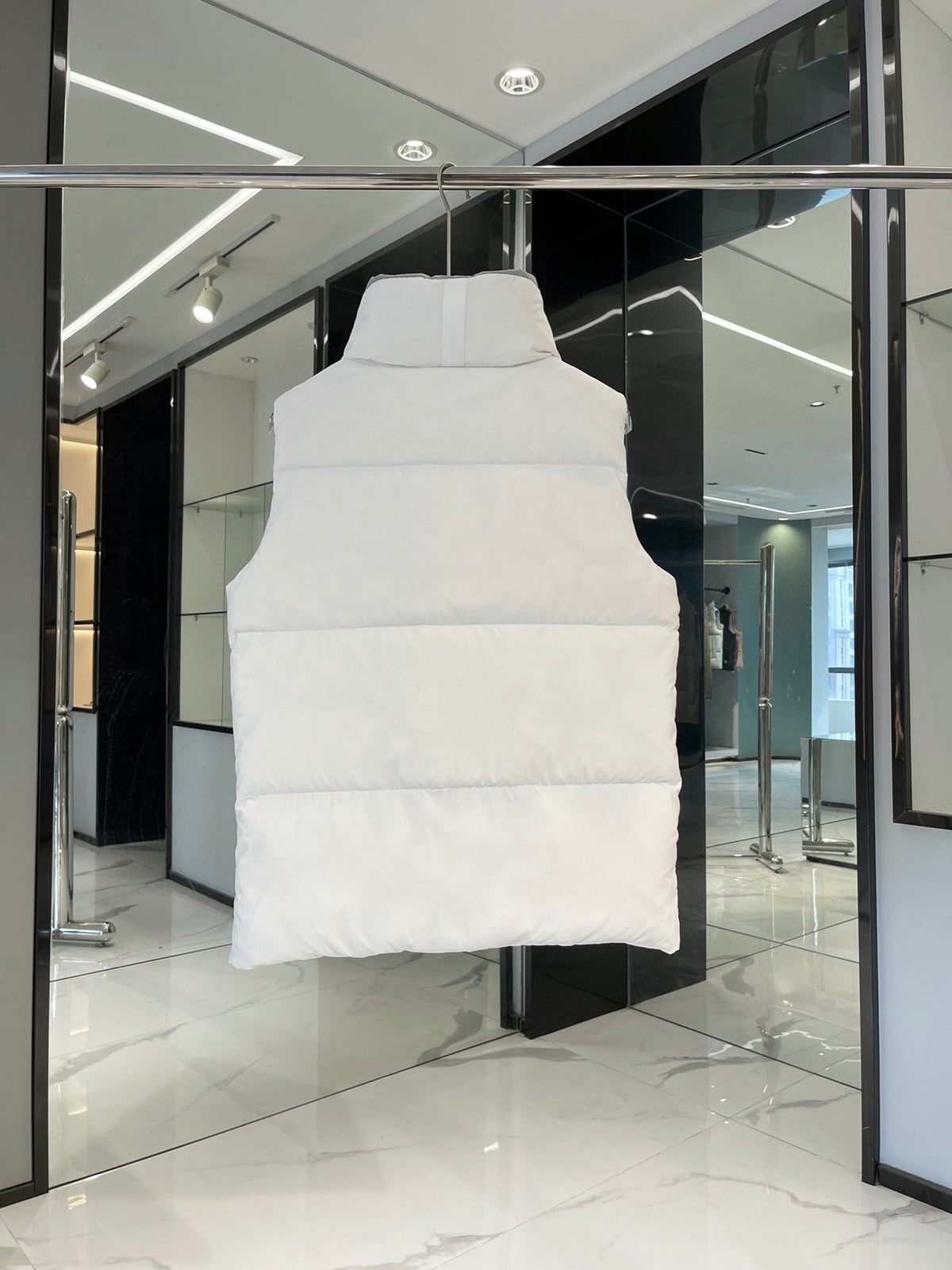 Moncler White Matte Down Vest