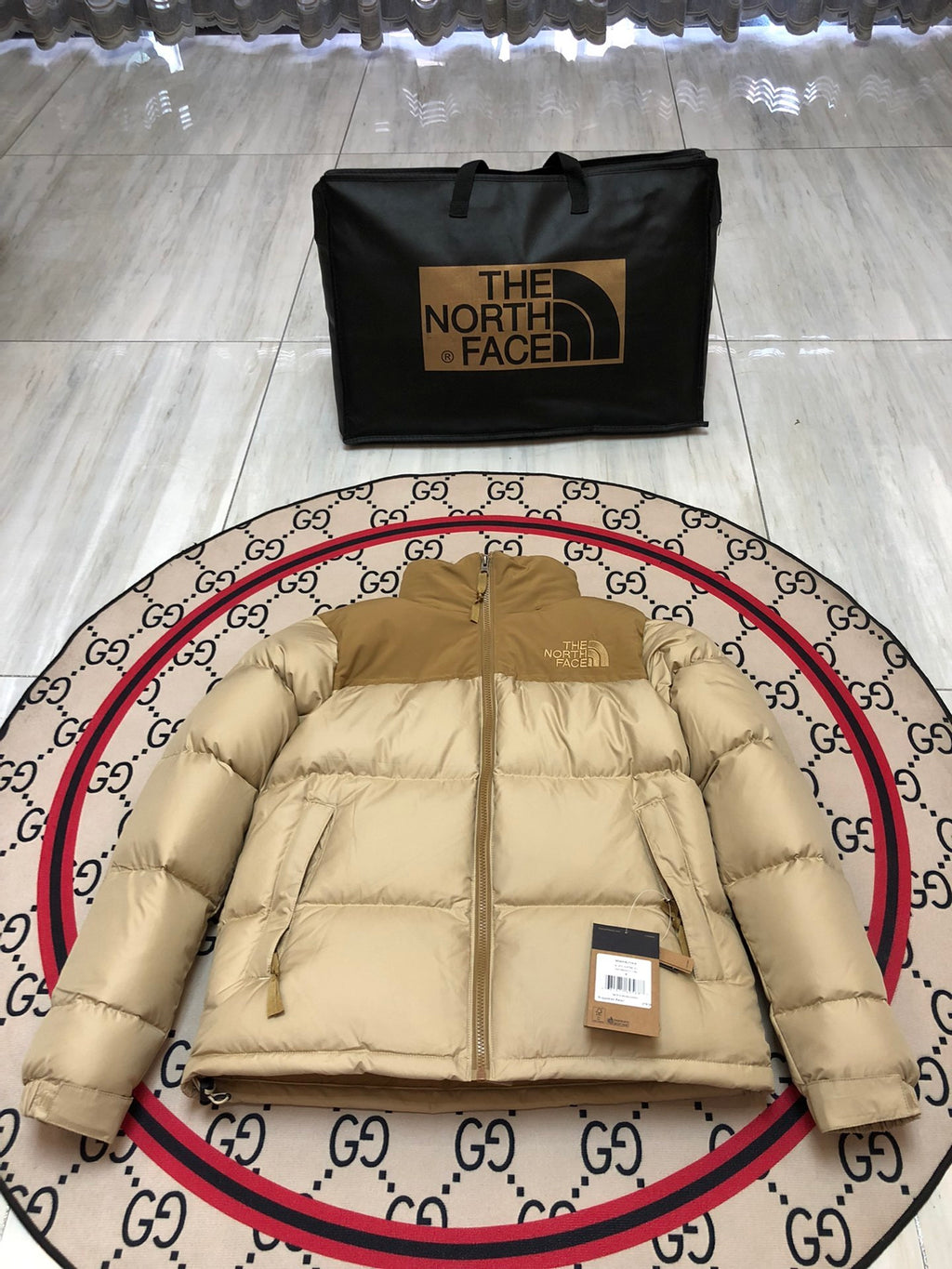The North Face Sand & Tan Nuptse 700-Fill Hooded Down Jacket