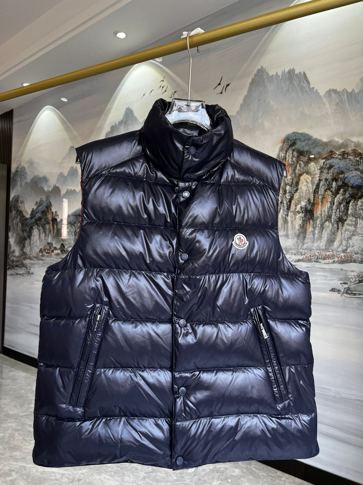 Moncler Navy Quilted Down Vest